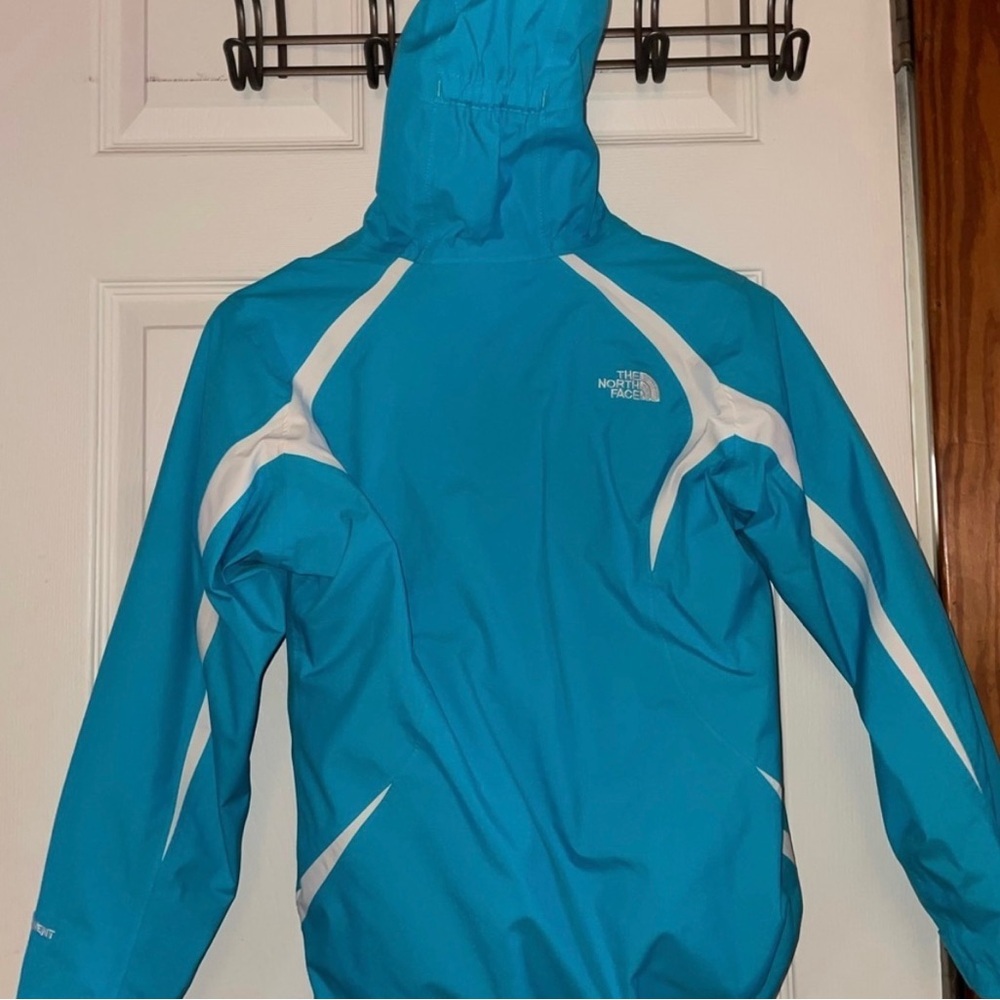 The North Face Kids' Turquoise Raincoat with White Accents - Picture 4 of 8